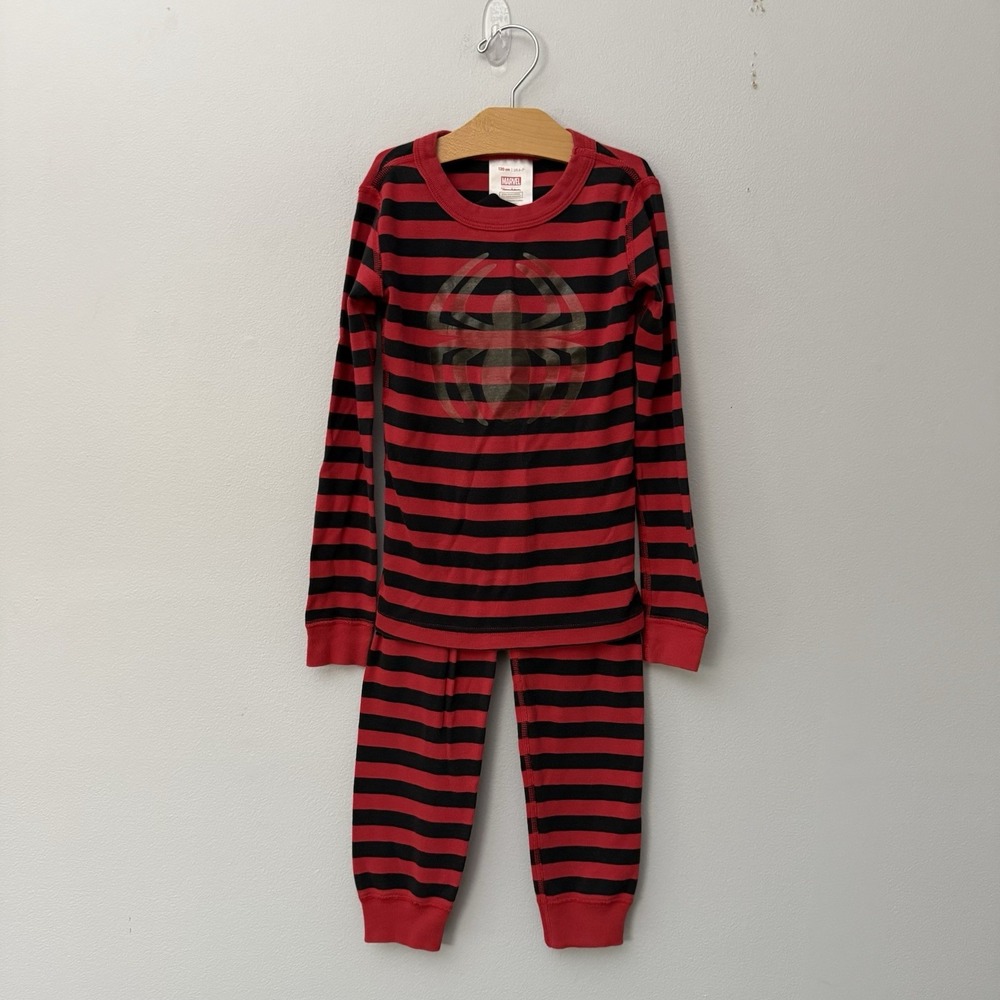 Hanna Andersson Kids Spider Man Striped Pajamas 2 Piece Set Size 6/7 120cm